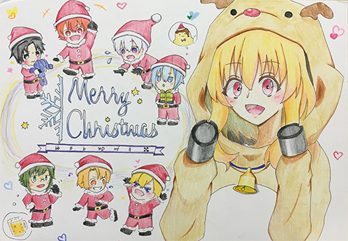 恒例の美術部 漫画研究部合同 クリスマスイラスト発表会開催 花咲徳栄高等学校